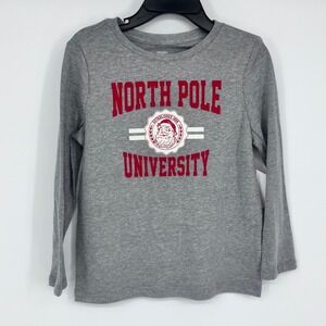 Holiday Time Toddler Boys 4T Gray Long Sleeve North Pole University Santa